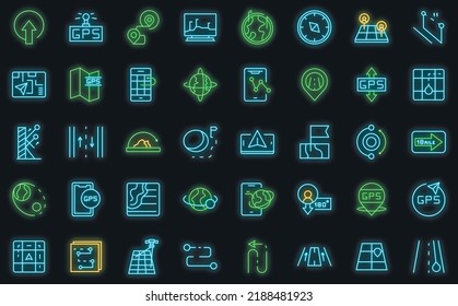 Trajectory Icons Set Outline Vector. Business Road. Compass Earth Vector Neon