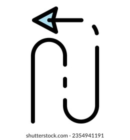 Trajectory move icon outline vector. Launch travel. Distance check color flat