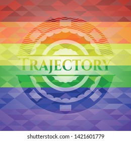 Trajectory on mosaic background with the colors of the LGBT flag