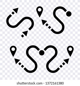 trakking icons vector location sign, pin map pointer navigation, road travel way