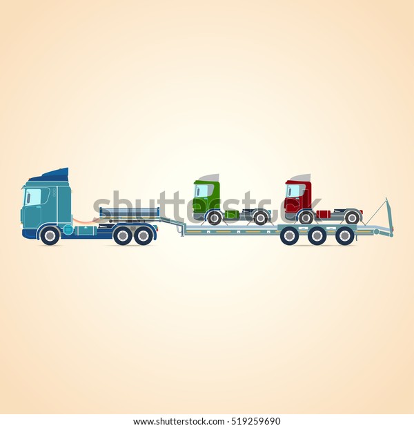 Tral. Three-axle tractor. Autotransporter.\
Vector illustration