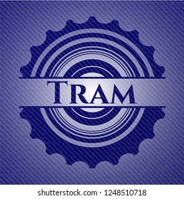 Tram badge with jean texture