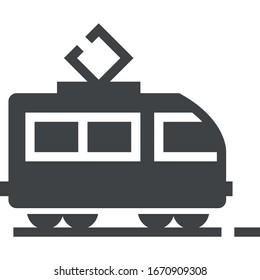 Tram black icon on white background