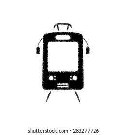 Tram - black vector icon