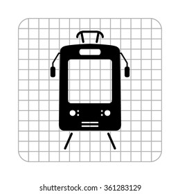 Tram  - black vector icon