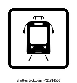 Tram  - black vector icon
