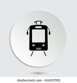 Tram - black vector  icon with shadow