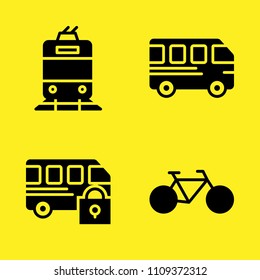 tram, bus, bus and bicycle vector icon set. Sample icons set for web and graphic design