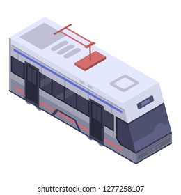 Tram car icon. Isometric of tram car vector icon for web design isolated on white background