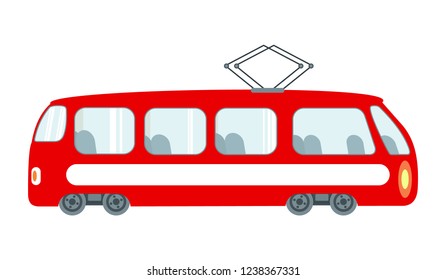 Tram. Children's illustration of the tram. Vector illustration isolated on white background.