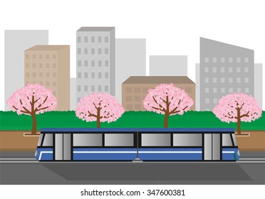 tram in the city isolated on white background vector