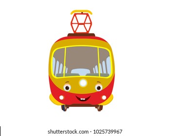 Tram Compartment Front View - Cartoon Vector Image