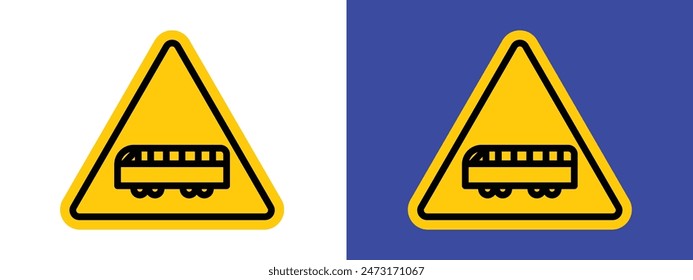 Señal de advertencia de cruce de tranvía que indica precaución para el tráfico de tranvía