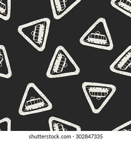 tram doodle seamless pattern background