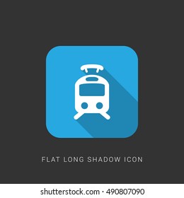 Tram Flat blue long shadow Icon / Logo Design