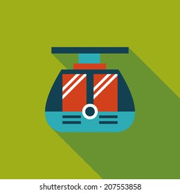 tram flat icon with long shadow