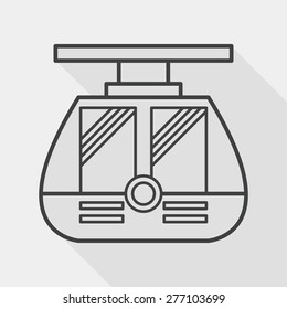 tram flat icon with long shadow, line icon