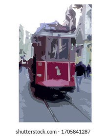 
tram going on tramway in the city