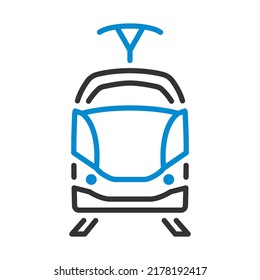 Tram Icon. Editable Bold Outline With Color Fill Design. Vector Illustration.