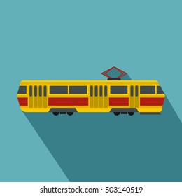Tram icon. Flat illustration of tram vector icon for web design