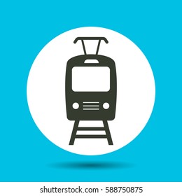 Tram icon. Flat vector illustration in black on white background.