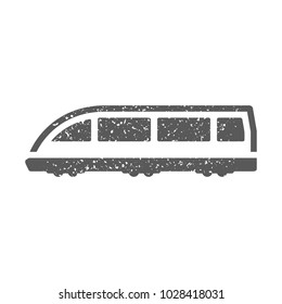 Tram icon in grunge texture. Vintage style vector illustration.