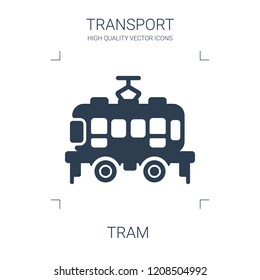 tram icon. high quality filled tram icon on white background. from transport collection flat trendy vector tram symbol. use for web and mobile
