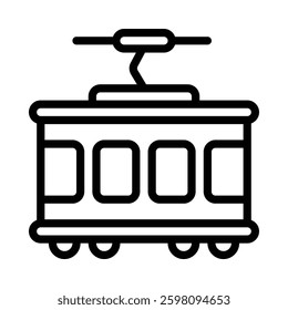 Tram icon illustration in line style. Perfect for website mobile app presentation. Suitable for any user interface and user experience
