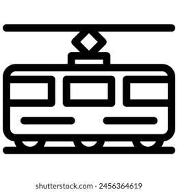 tram icon illustration with outline style