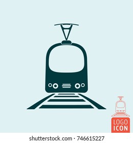 Tram icon isolated. Rail vehicle transportation symbol. Vector illustration