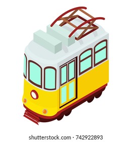 Tram icon. Isometric illustration of tram vector icon for web