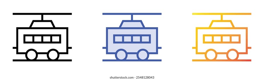 tram icon. Linear, Blue Fill and Gradient Style Design Isolated On White Background