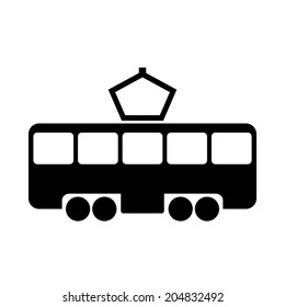 Tram icon on white background. Vector illustration.
