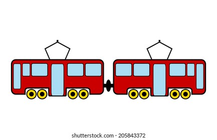 Tram icon on white background. Vector illustration.