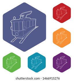 Tram icon. Outline illustration of tram vector icon for web