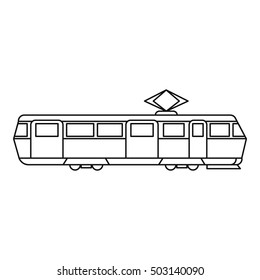 Tram icon. Outline illustration of tram vector icon for web design