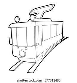 Tram icon. Outline illustration of tram vector icon for web