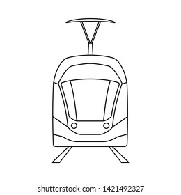 Straßenbahnsymbol. Umriss einfaches Design. Vektorgrafik.