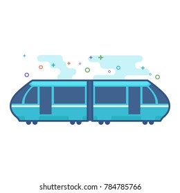 Tram icon in outlined flat color style. Vector illustration.