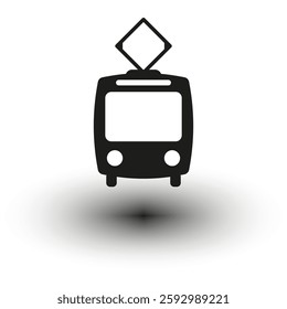 Tram icon. Public transport symbol. Urban vehicle sign. Vector illustration.