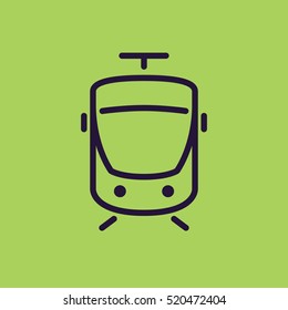 Tram Icon. Rapid Rail Mass Transit Pictogram. Thin Line Style. For Maps, Transport Schemes, Travel Applications And Infographics.