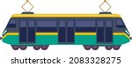 Tram icon. Trolley side view. Green streetcar