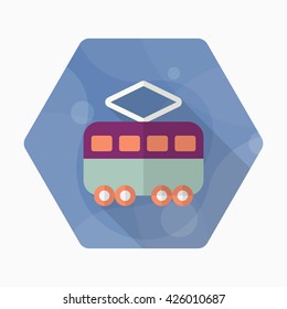 Tram icon , Vector flat long shadow design. Transport concept.