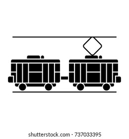 tram icon, vector illustration, black sign on isolated background