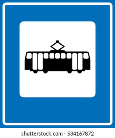 Tram icon. Tram Vector isolated on white background. Flat vector illustration in black.
