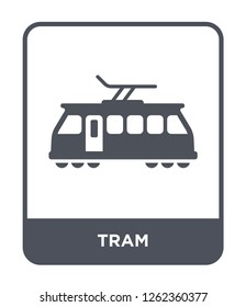 tram icon vector on white background, tram trendy filled icons from Transportation collection, tram simple element illustration