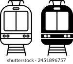 Tram icons. Black and White Vector Light Rail Icons. Front view