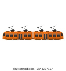 Tram illustrated on white background