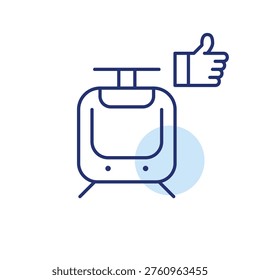 Tram and like. Urban mobility, public transport approval and efficient commuting. Pixel perfect, editable stroke vector icon