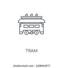 Tram linear icon. Tram concept stroke symbol design. Thin graphic elements vector illustration, outline pattern on a white background, eps 10.